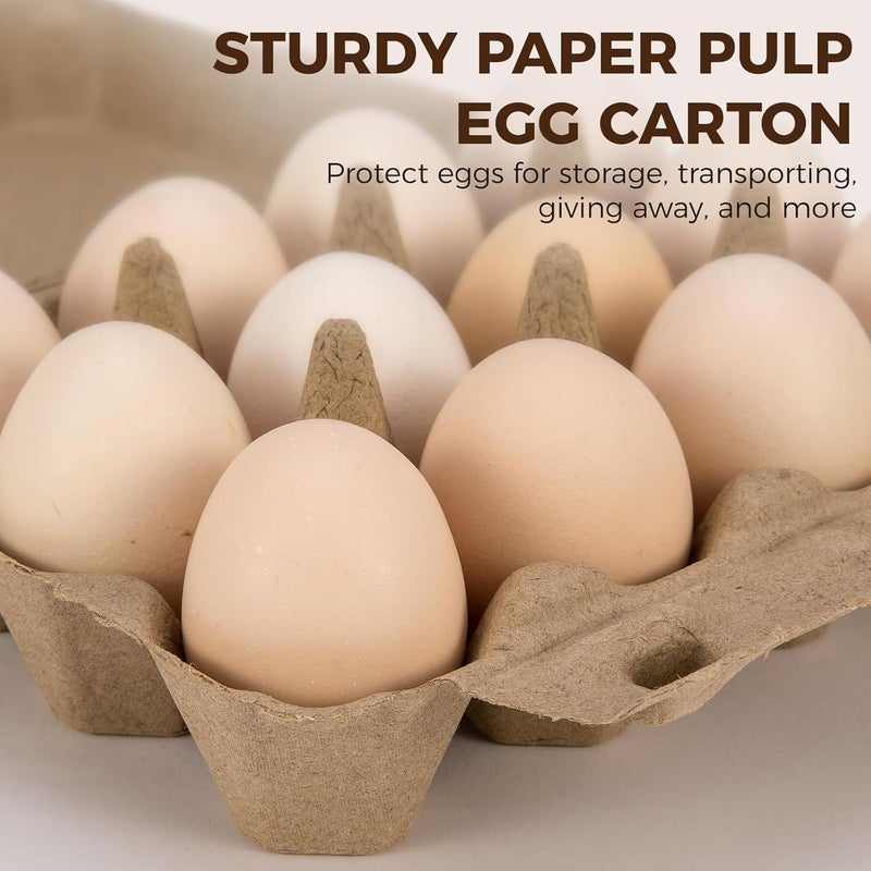 CINPIUK 100 Pack Egg Cartons, 3x4 Style Paper Pulp Egg Trays, Sturdy & Reusable Egg Holder 12 Count Dozen Chicken Egg Storage Tray for Farmers, Home Use & Transport - Image 3